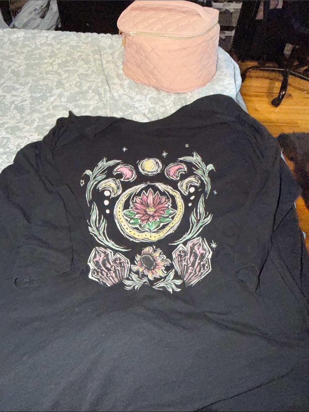 torrid Black 3/4 sleeve Shirt with Floral Crystal Back Graphic